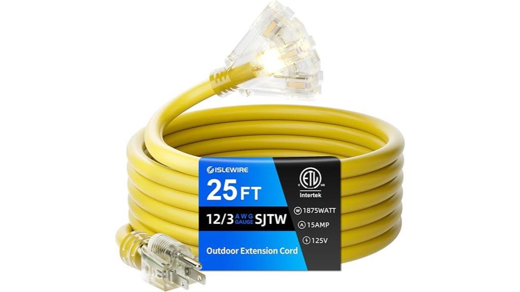 25 foot multi outlet extension cord