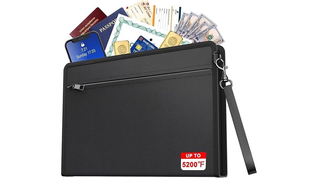 fireproof document bag size
