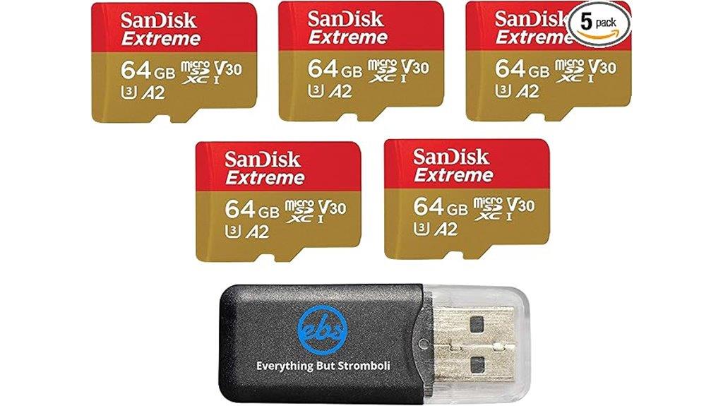 five pack 64gb microsd cards