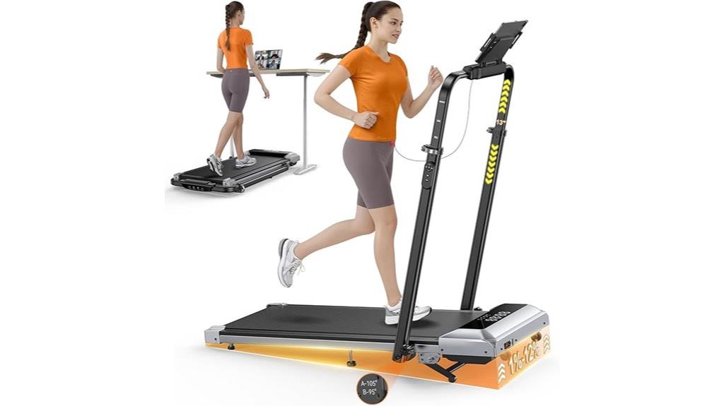 folding incline treadmill with handle