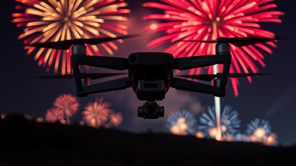 nighttime fireworks equipment preparation