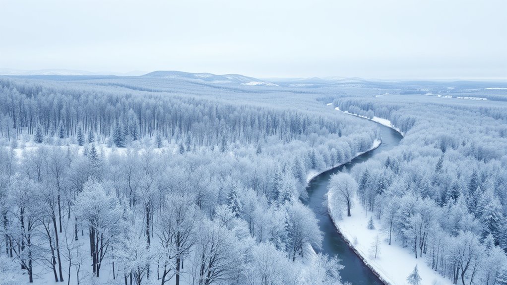 snowy landscape aerial shots