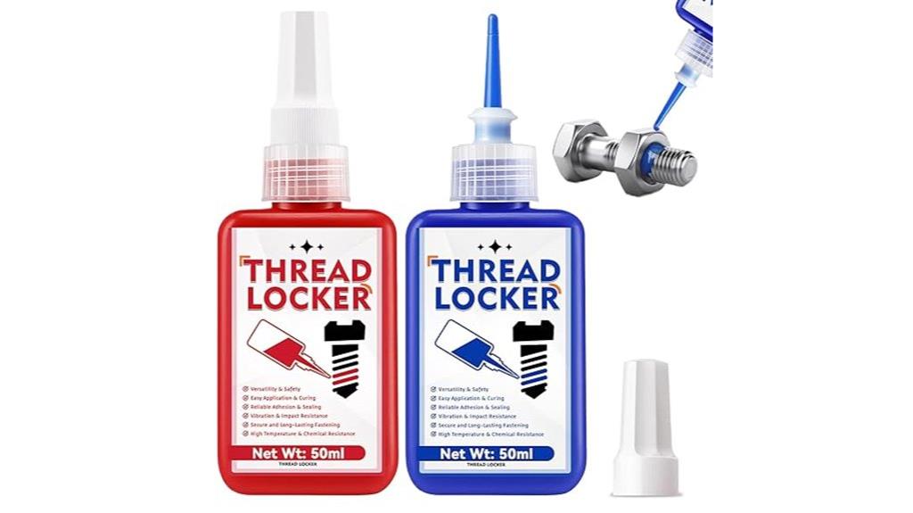 blue and red threadlockers