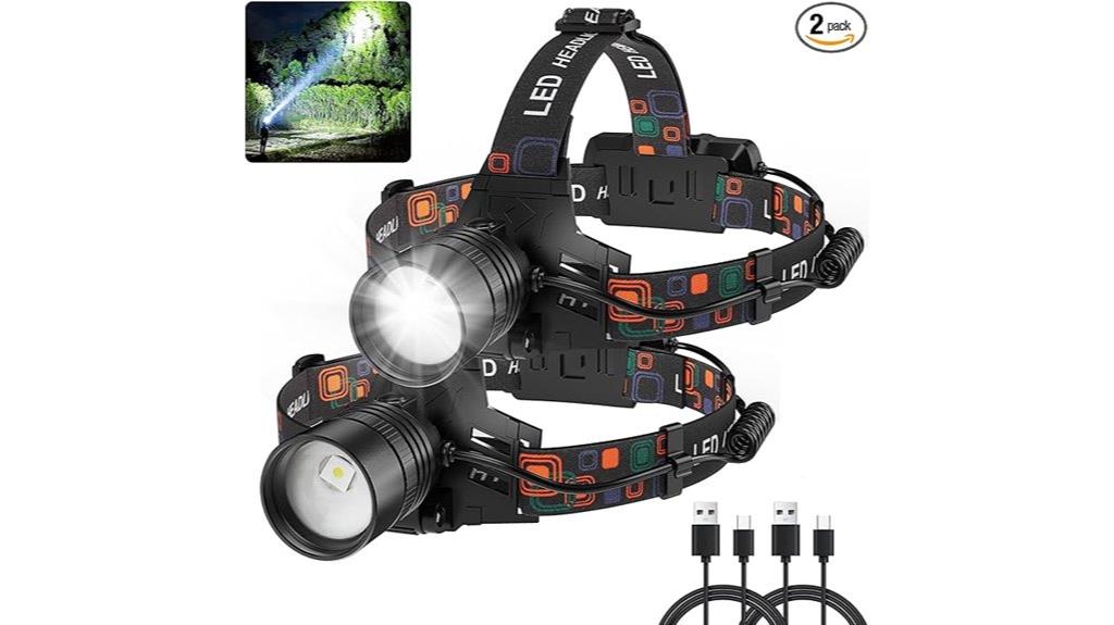 bright rechargeable headlamps pack