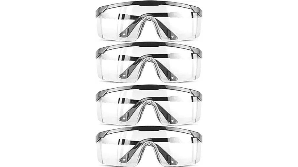 four pack clear safety goggles