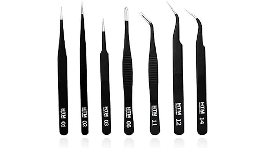 precision micro tweezers set