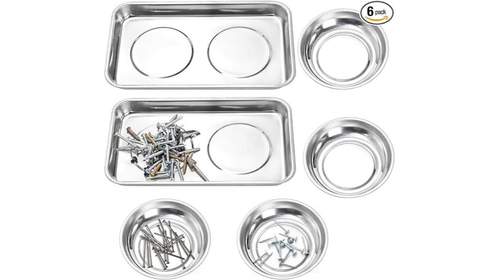 six magnetic parts trays