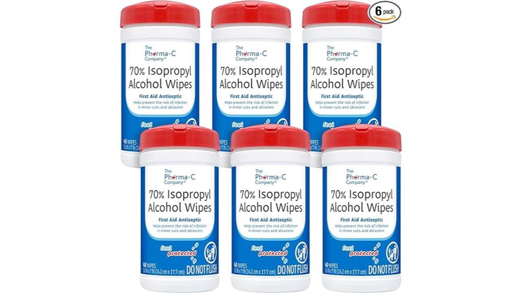 six pack alcohol wipe set