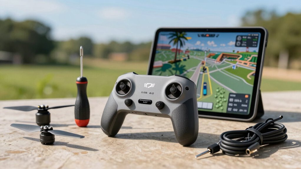 professional drone field setup